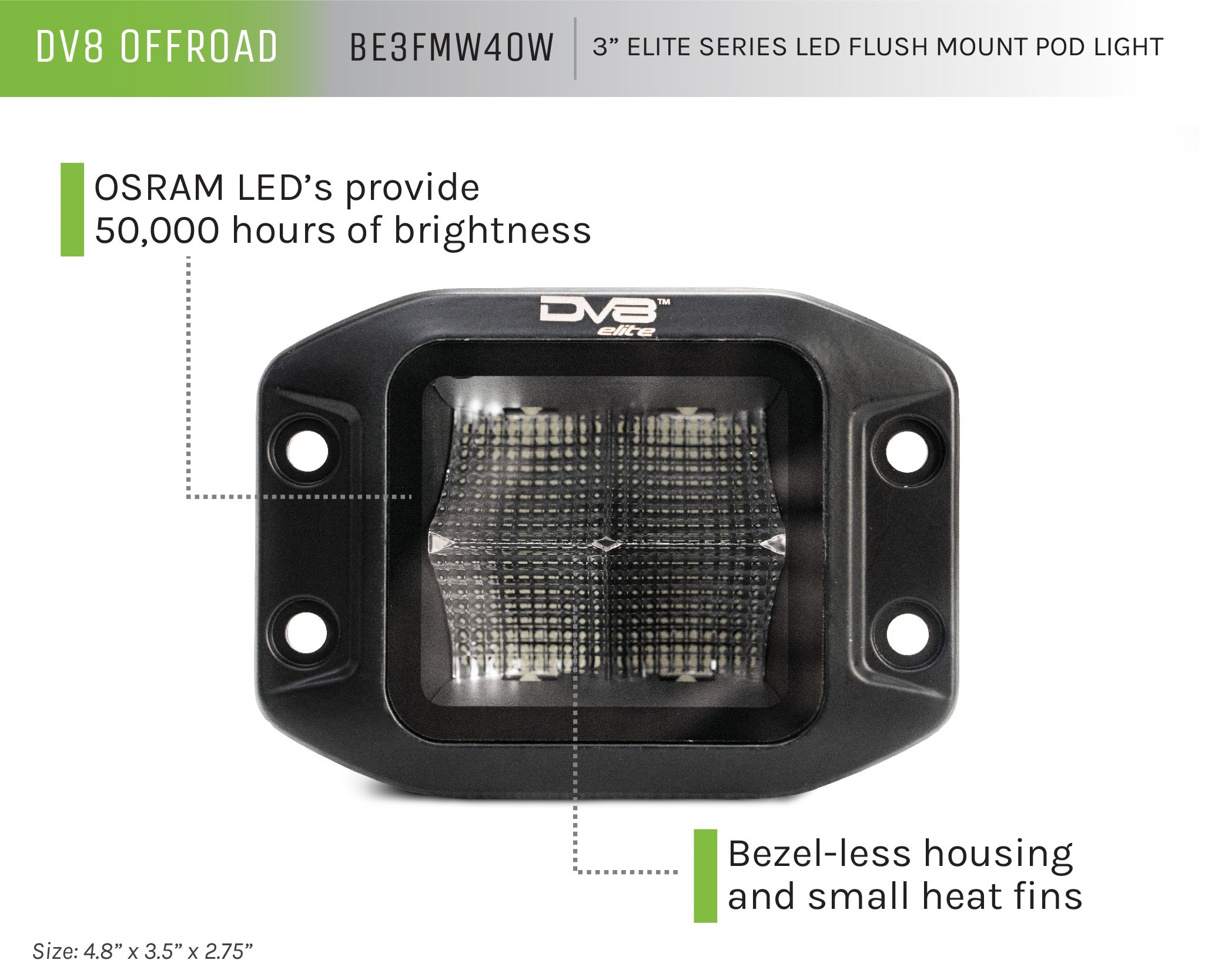 3-inch Elite Series LED Flush Mount Pod Light - Apollo Off-Road
