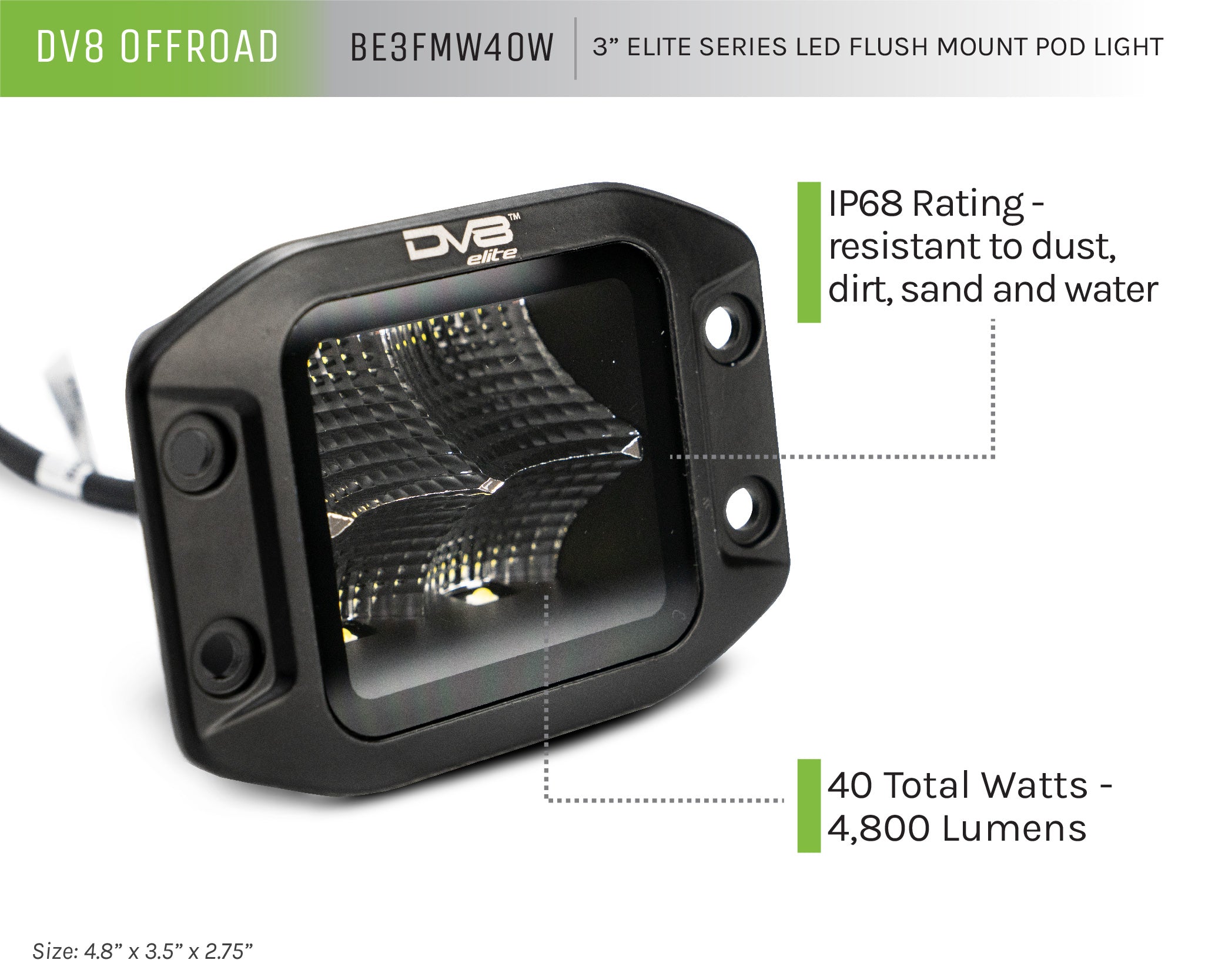 3-inch Elite Series LED Flush Mount Pod Light - Apollo Off-Road