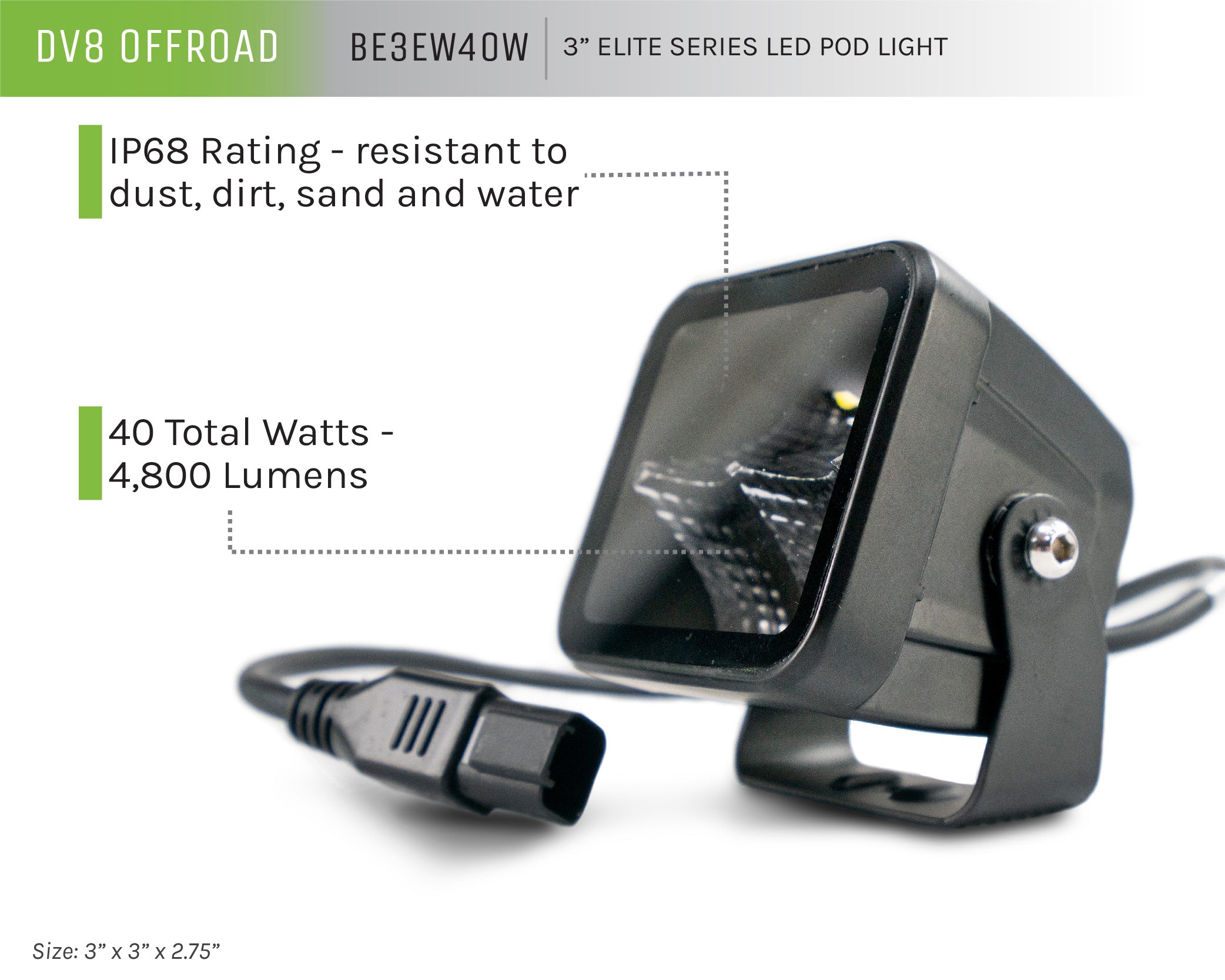 3-inch Elite Series LED Pod Light - Apollo Off-Road
