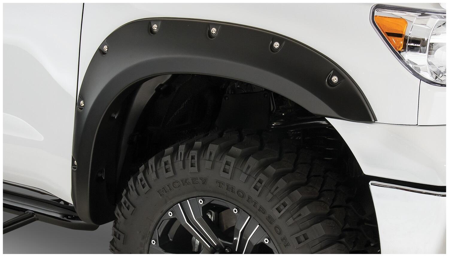 Black Pocket/Rivet Style Smooth Finish Front Fender Flares For 2007-2013 Toyota Tundra Bushwacker