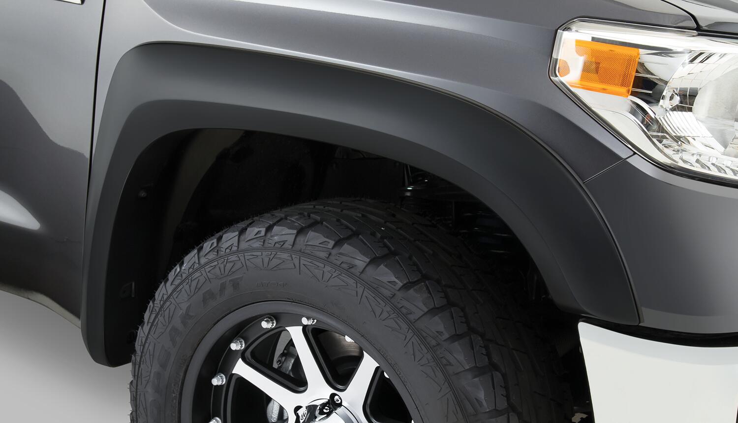 Black Extendafender Style Smooth Finish Front Fender Flares For 2014-2021 Toyota Tundra Bushwacker
