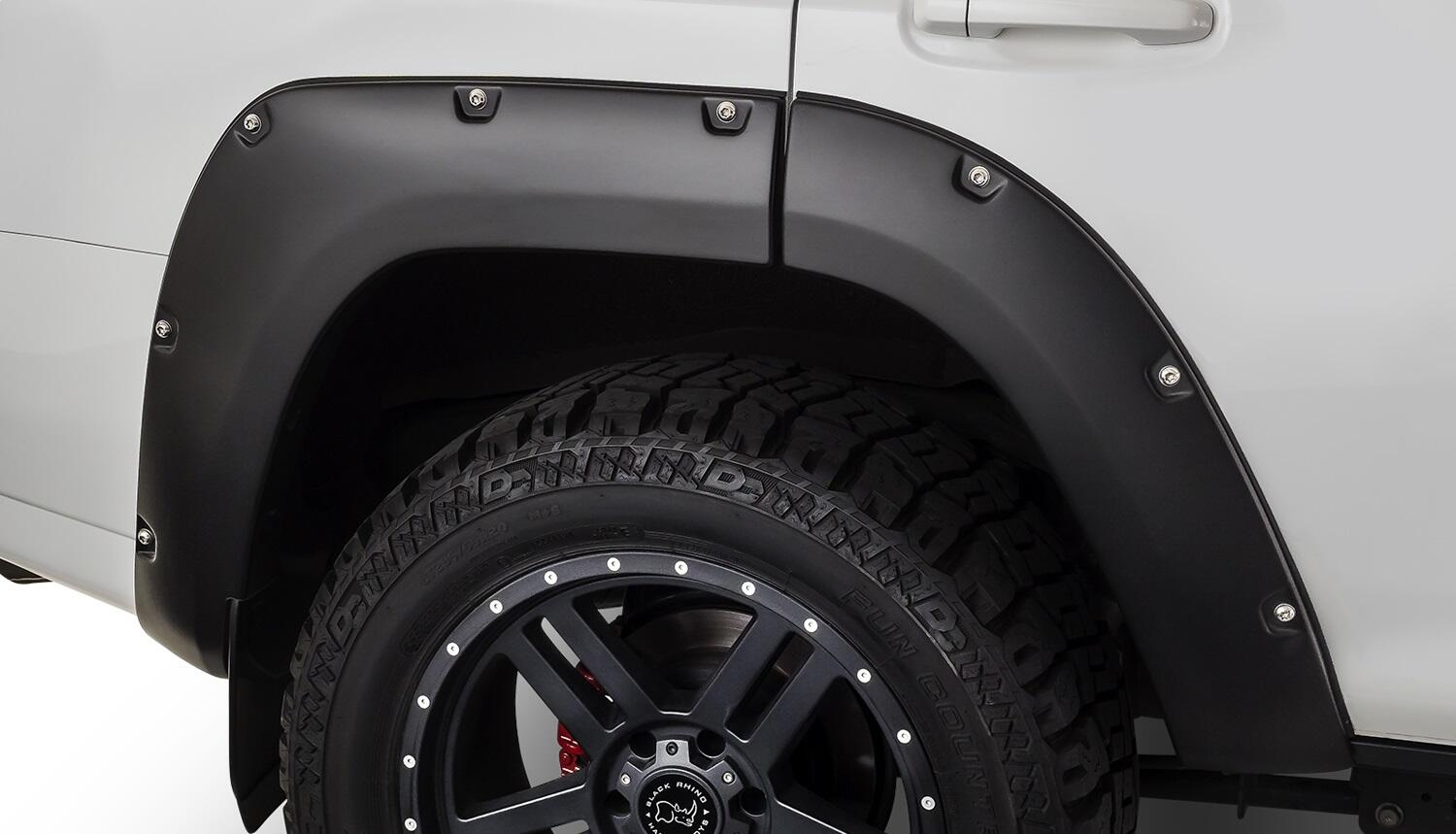 Black Pocket/Rivet Style Smooth Finish Rear Fender Flares For 2014-2022 Toyota 4Runner (Excludes Limited) Bushwacker