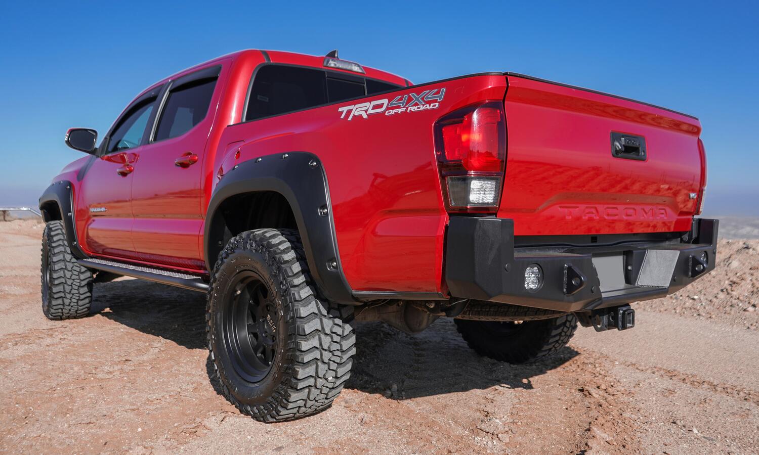 Black Pocket/Rivet Style Smooth Finish Rear Fender Flares For 22-26 Toyota Tundra Bushwacker