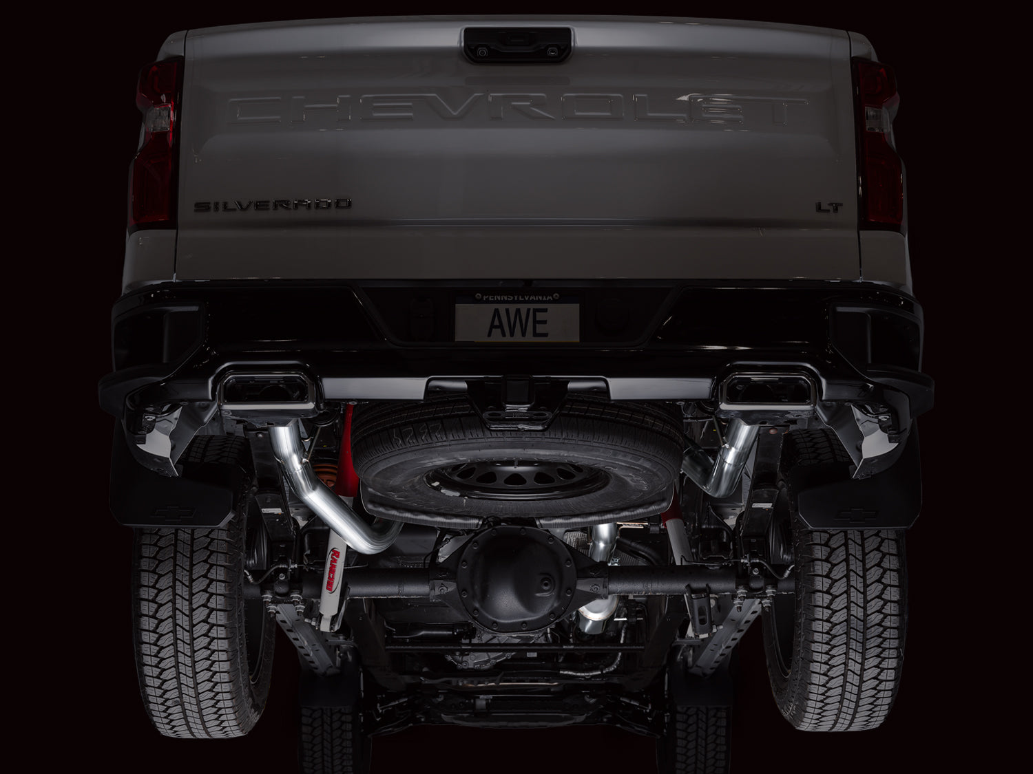 AWE 0FG Catback Split Rear Exit Exhaust for 4th Gen Silverado/Sierra 1500 5.3L (With Bumper Cutouts) - OE Tips