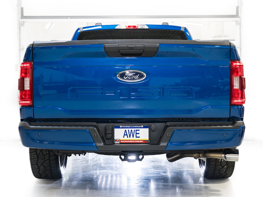 AWE 0FG Dual Side Exit Exhaust for Ford F-150 Regular Cab - 4.5" Chrome Silver Tips