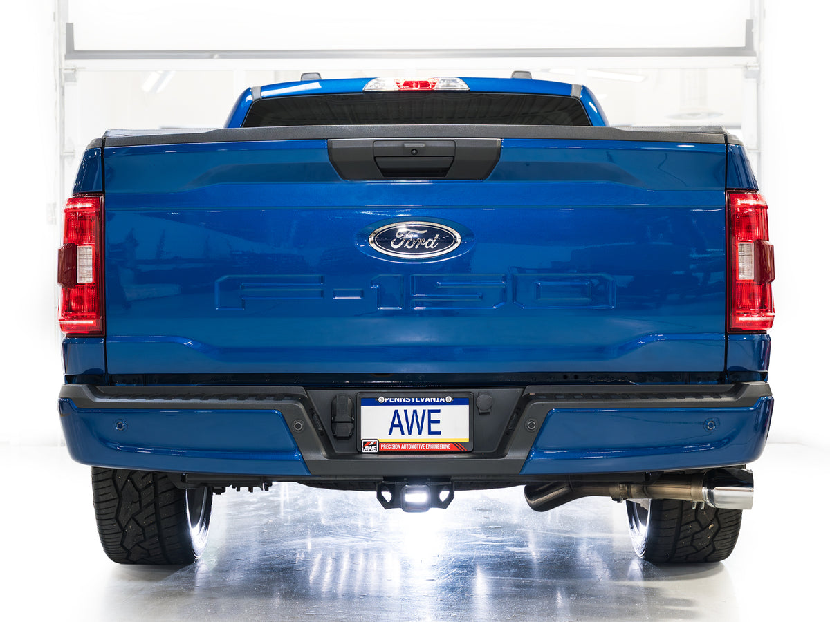 AWE 0FG Dual Side Exit Exhaust for Ford F-150 Regular Cab - 4.5" Chrome Silver Tips