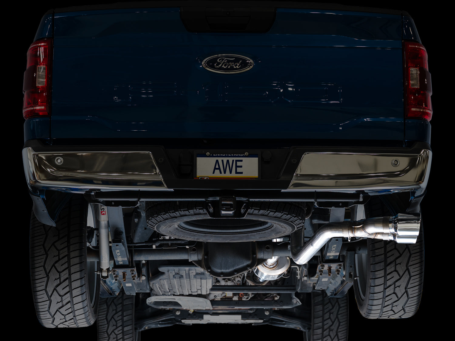 AWE 0FG Dual Side Exit Exhaust for Ford F-150 Regular Cab - 4.5" Chrome Silver Tips