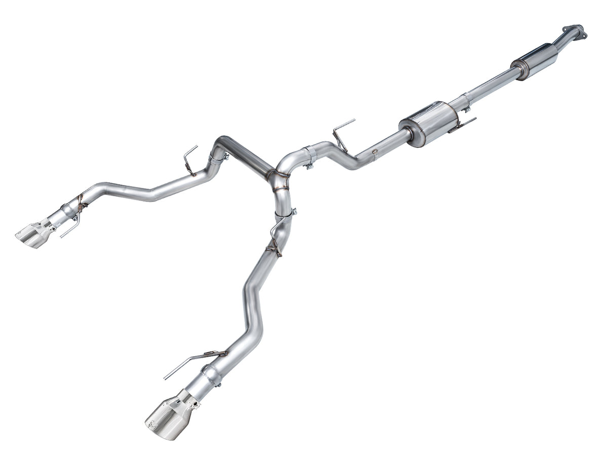 AWE 0FG Resonated Catback for '21+ Ford F-150 Tremor (With Bumper Cutouts) - Chrome Silver Tips