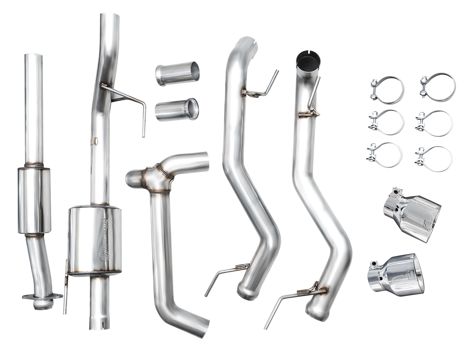 AWE 0FG Resonated Catback for '21+ Ford F-150 Tremor (With Bumper Cutouts) - Chrome Silver Tips