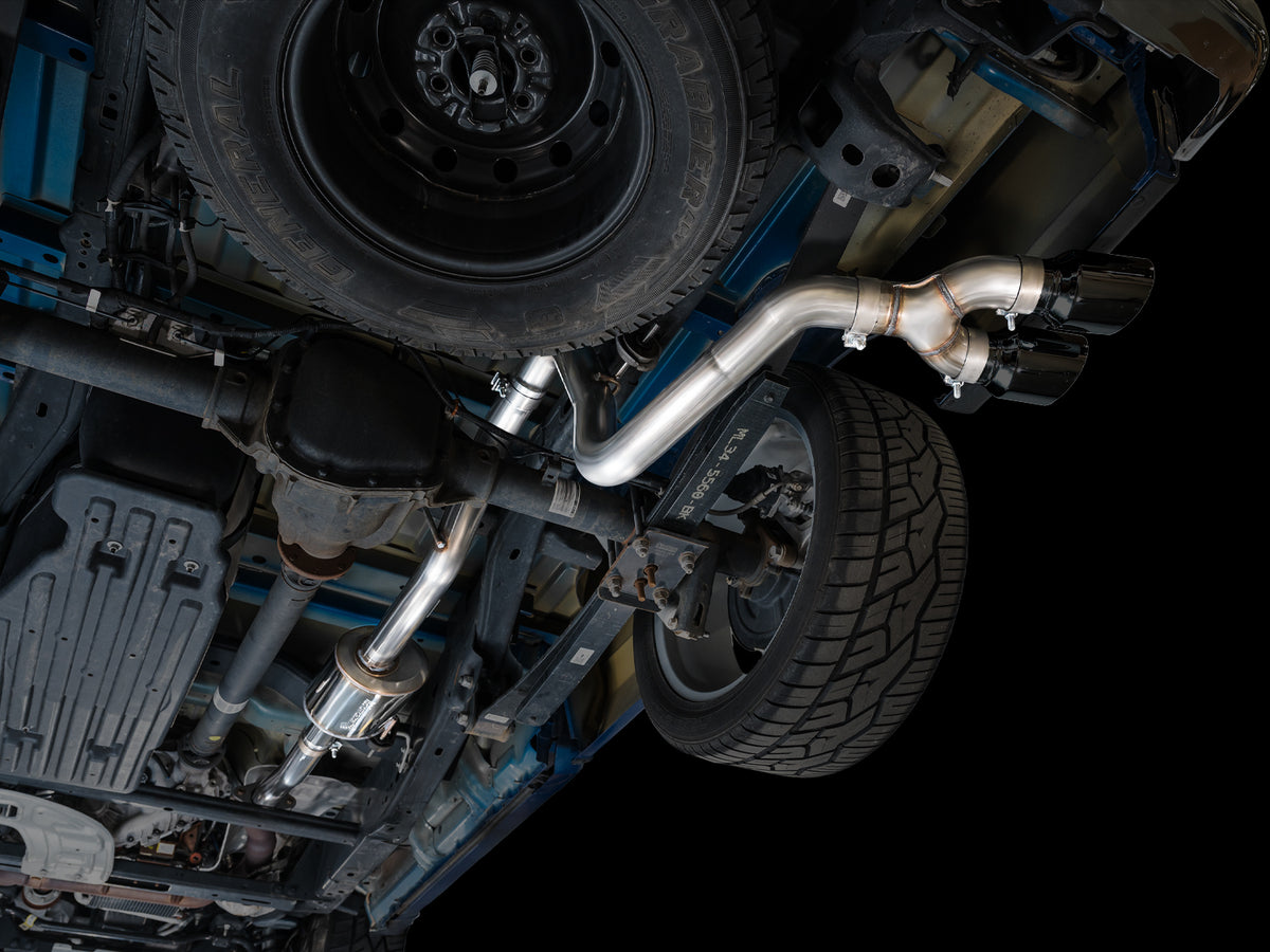 AWE 0FG Dual Side Exit Exhaust for Ford F-150 Regular Cab - 4.5" Diamond Black Tips