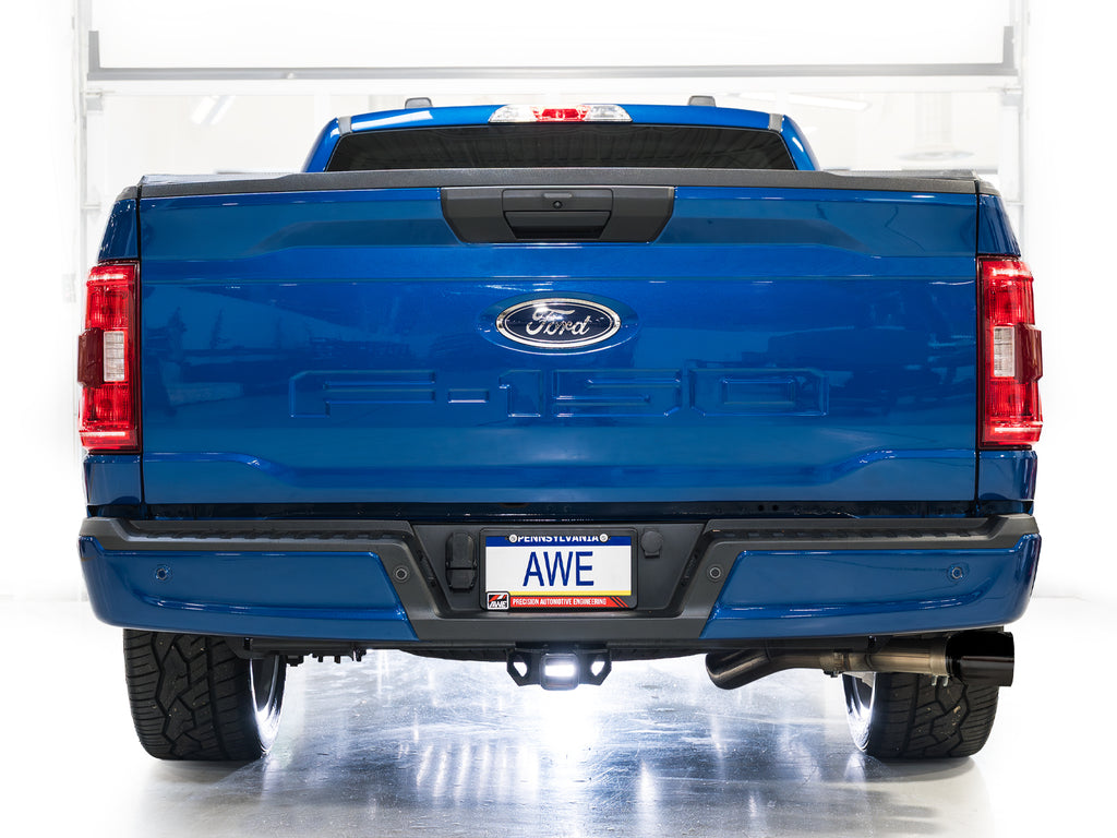 AWE 0FG Dual Side Exit Exhaust for Ford F-150 Regular Cab - 4.5" Diamond Black Tips