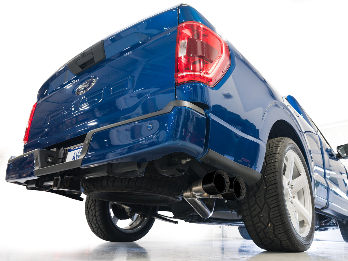 AWE 0FG Dual Side Exit Exhaust for Ford F-150 Regular Cab - 4.5" Diamond Black Tips