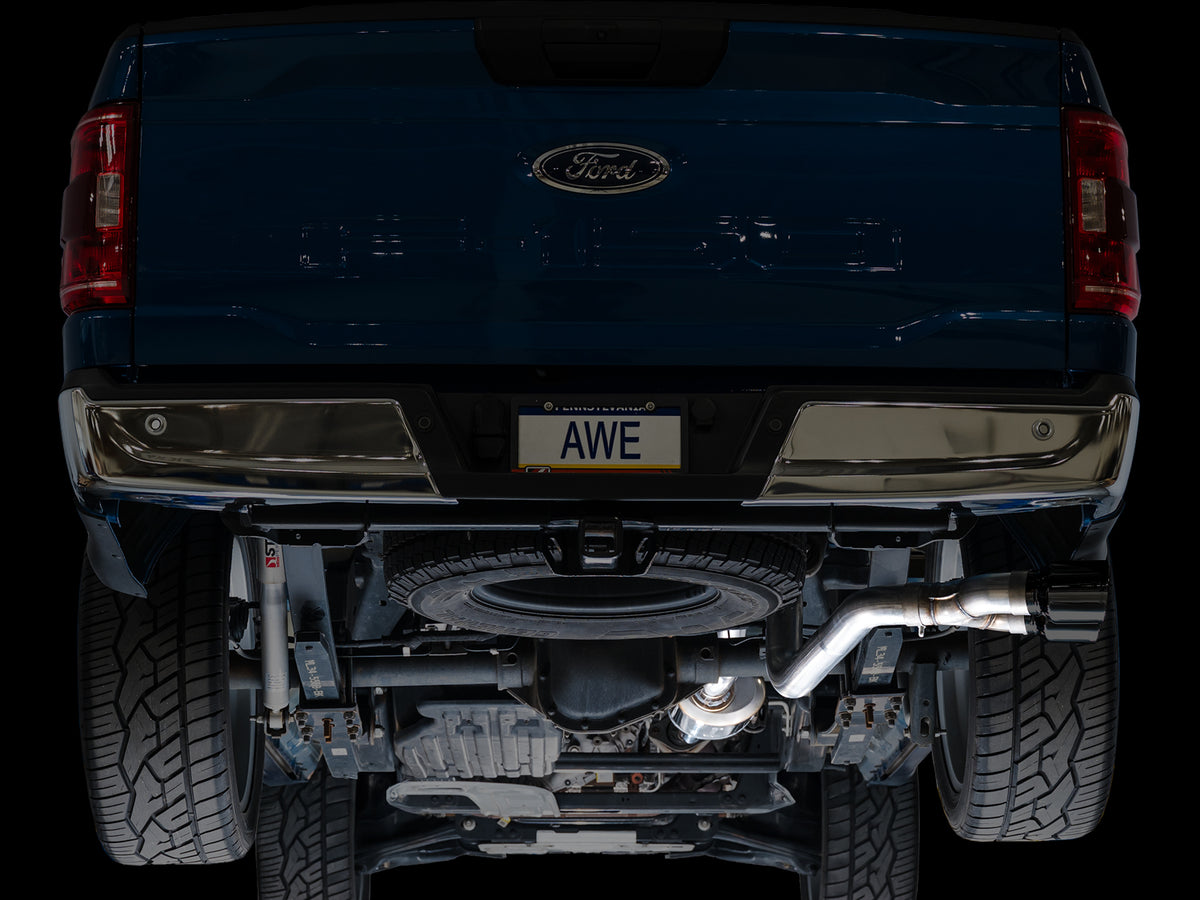 AWE 0FG Dual Side Exit Exhaust for Ford F-150 Regular Cab - 4.5" Diamond Black Tips