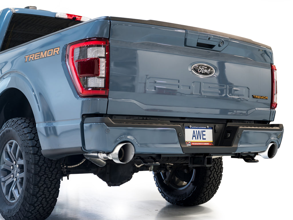 AWE 0FG Non-Resonated Catback for '21+ Ford F-150 Tremor (With Bumper Cutouts) - Chrome Silver Tips