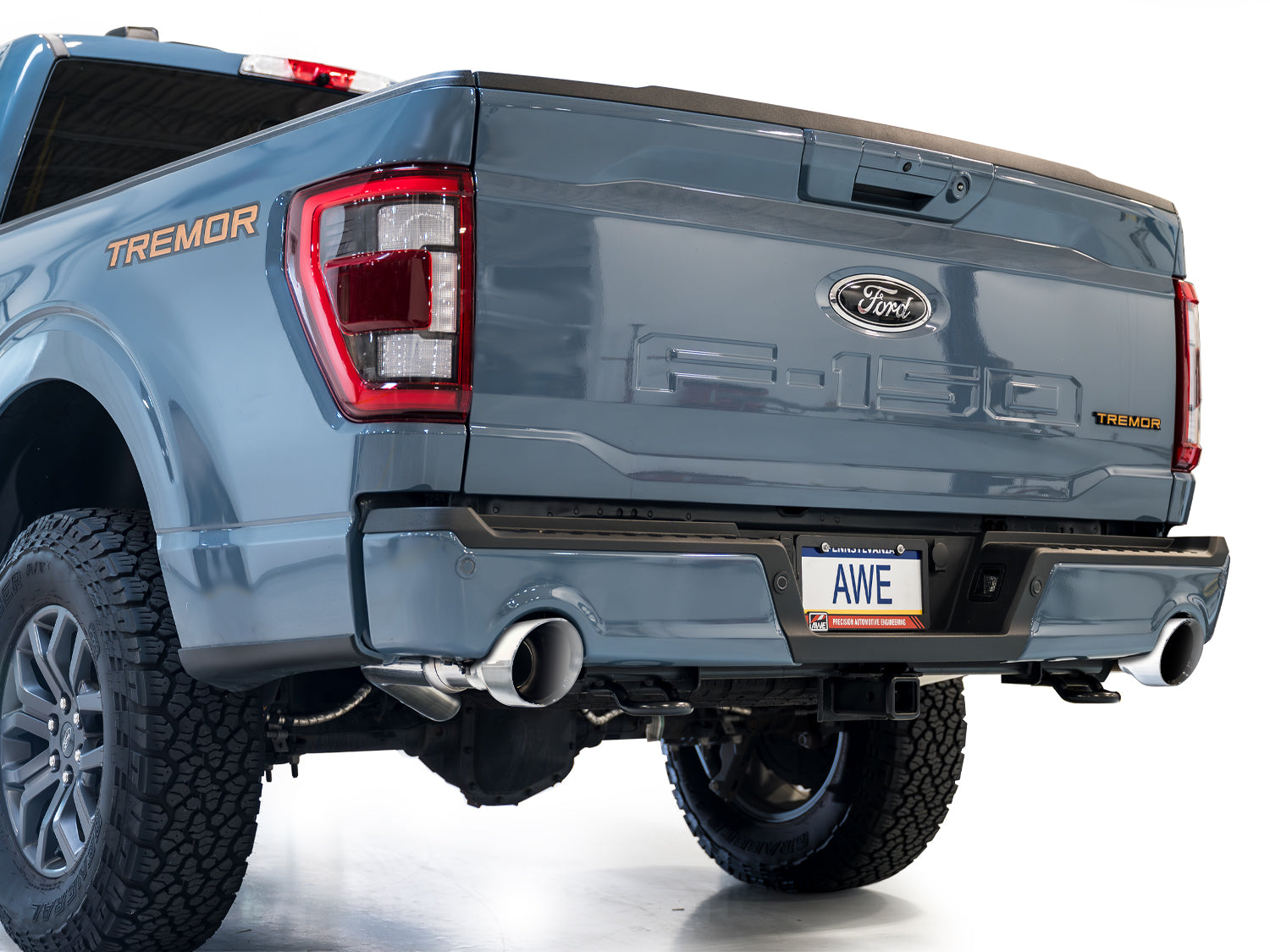 AWE 0FG Non-Resonated Catback for '21+ Ford F-150 Tremor (With Bumper Cutouts) - Chrome Silver Tips