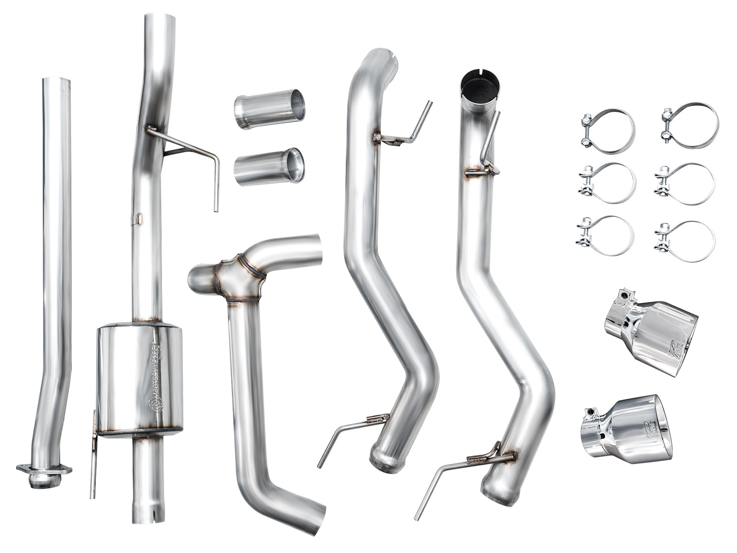 AWE 0FG Non-Resonated Catback for '21+ Ford F-150 Tremor (With Bumper Cutouts) - Chrome Silver Tips