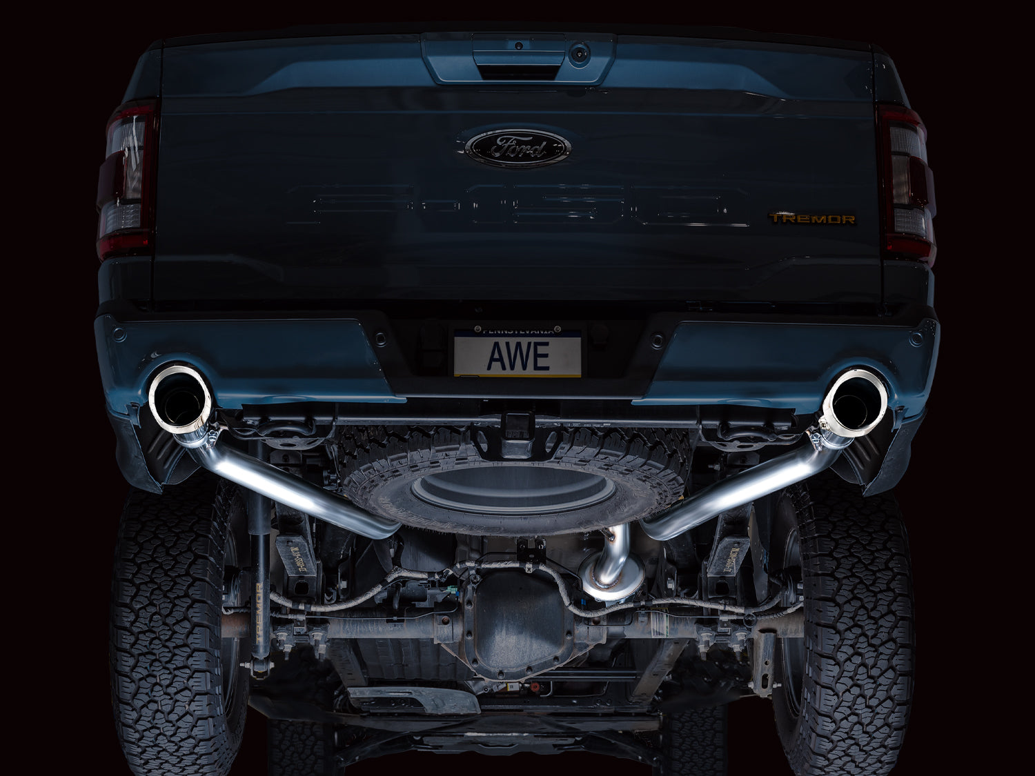 AWE 0FG Non-Resonated Catback for '21+ Ford F-150 Tremor (With Bumper Cutouts) - Chrome Silver Tips