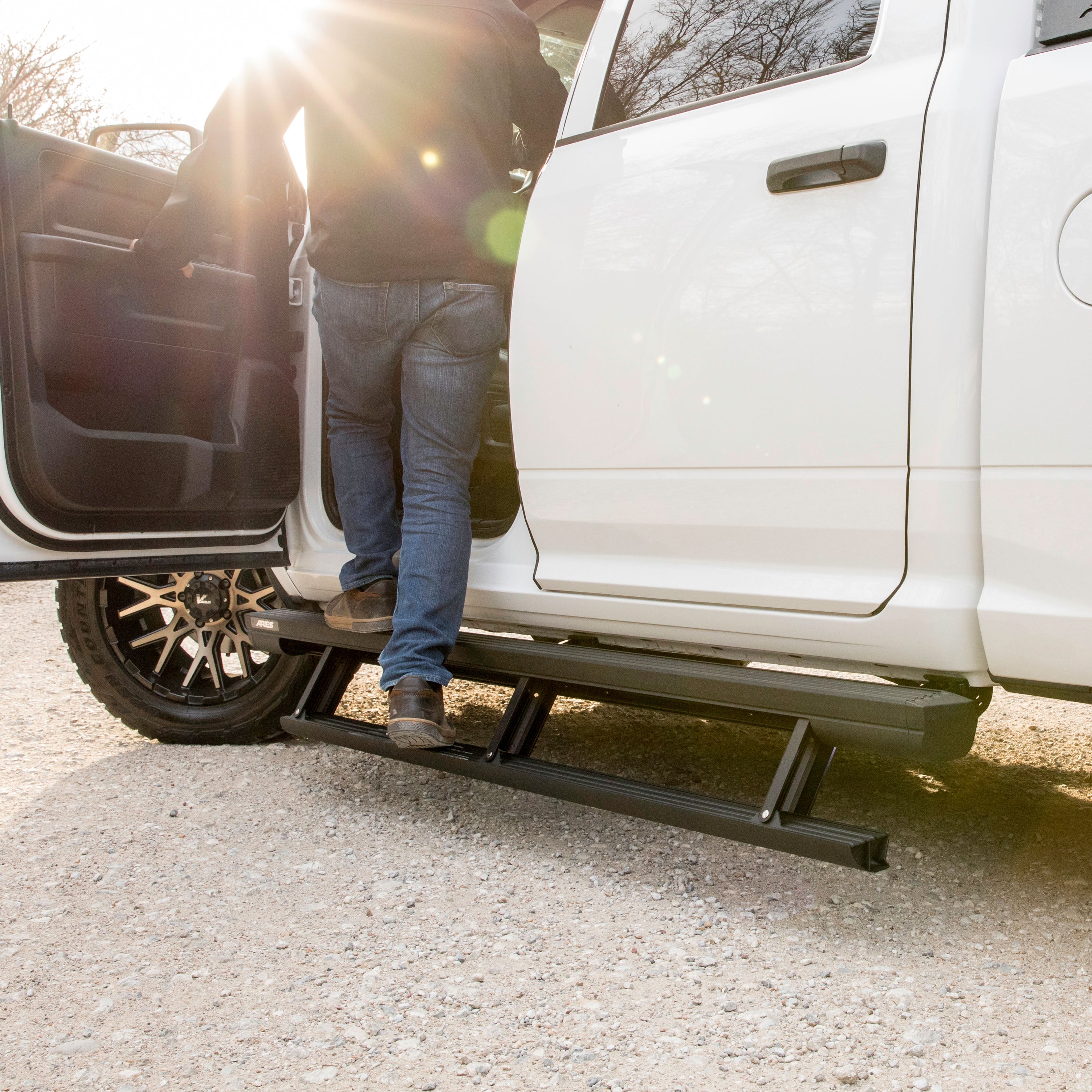 ARIES ActionTrac 83.6" Powered Running Boards, 2019-2026 Ram 2500/3500