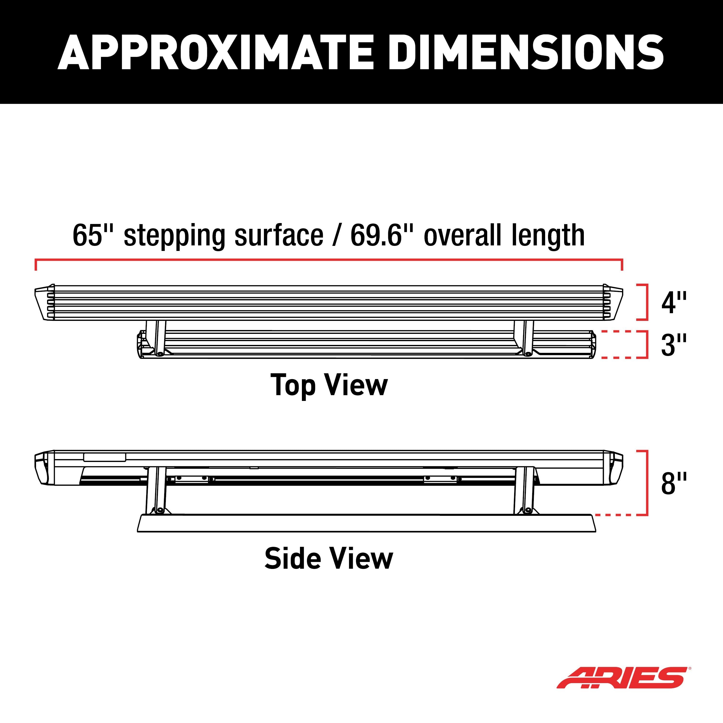ARIES ActionTrac 69.6" Powered Running Boards, 2009-2021 Toyota 4Runner, 2015-2023 Toyota Tacoma