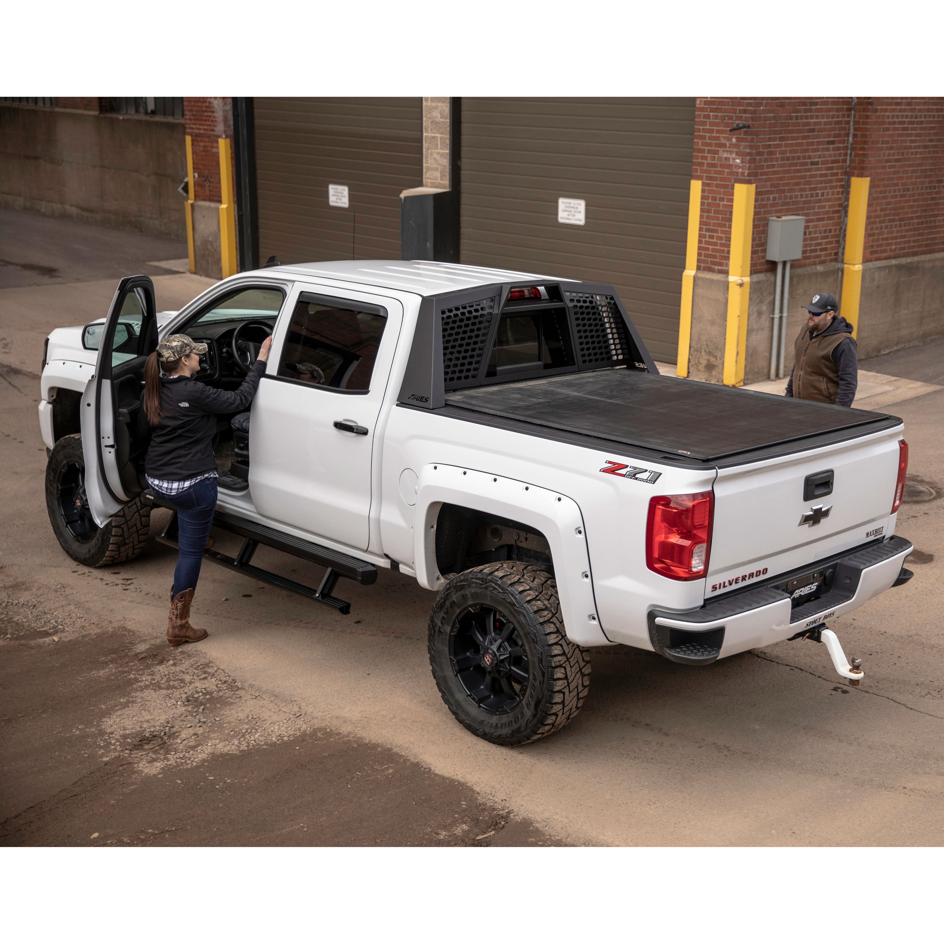 ARIES ActionTrac 87.6" Powered Running Boards, 2019-2026 Chevy/GMC Silverado/Sierra 1500, 2020-2026 Chevy/GMC Silverado/Sierra 2500HD/3500HD