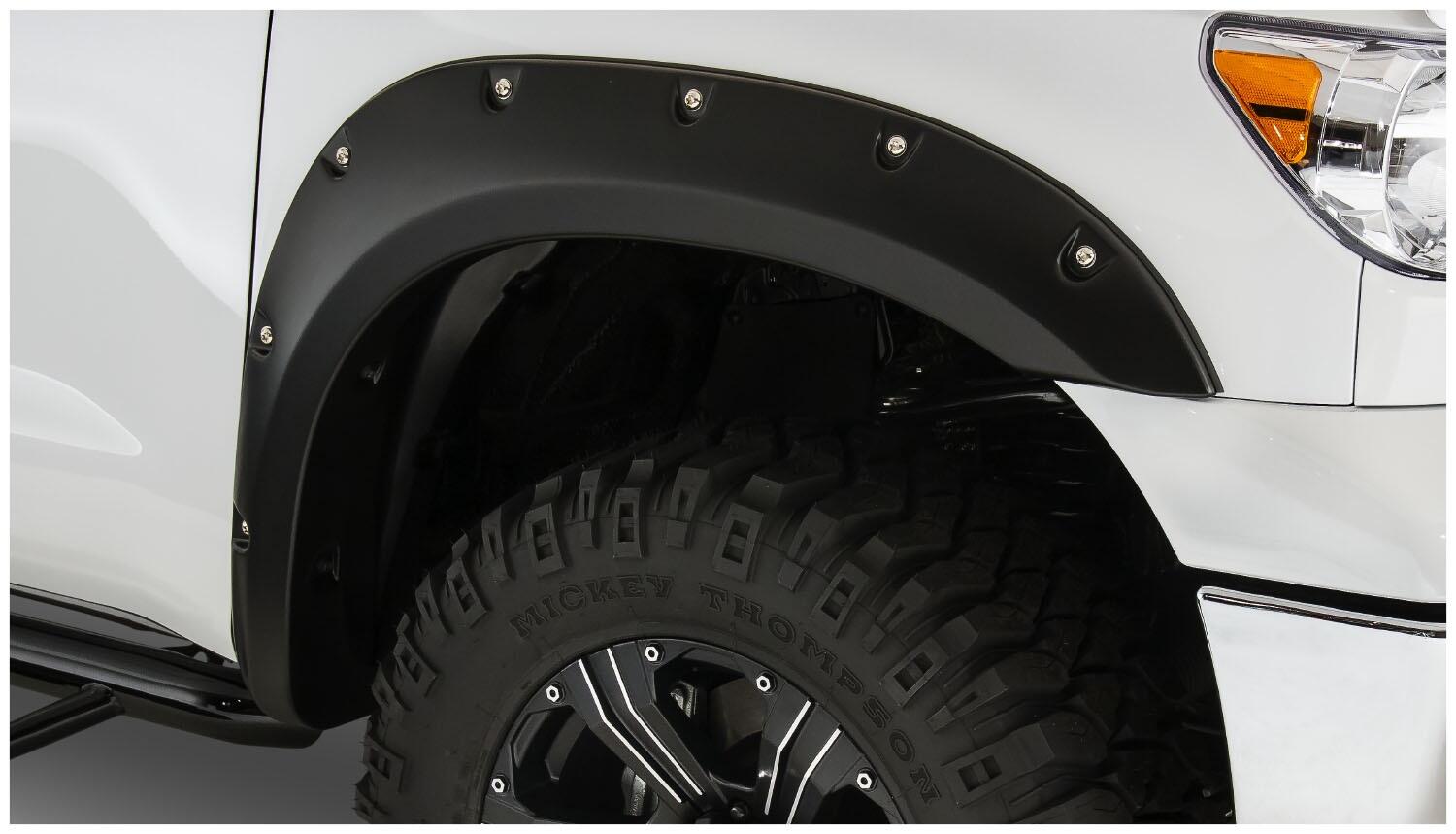 Black Pocket/Rivet Style Smooth Finish 4-Piece Fender Flare Set For 2007-2013 Toyota Tundra Bushwacker