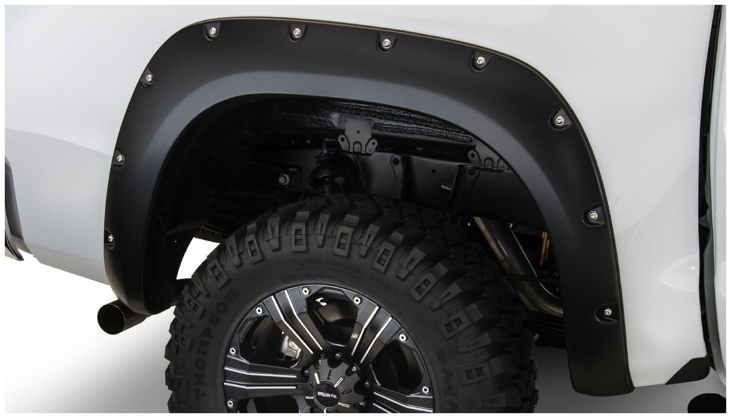 Black Pocket/Rivet Style Smooth Finish 4-Piece Fender Flare Set For 2007-2013 Toyota Tundra Bushwacker