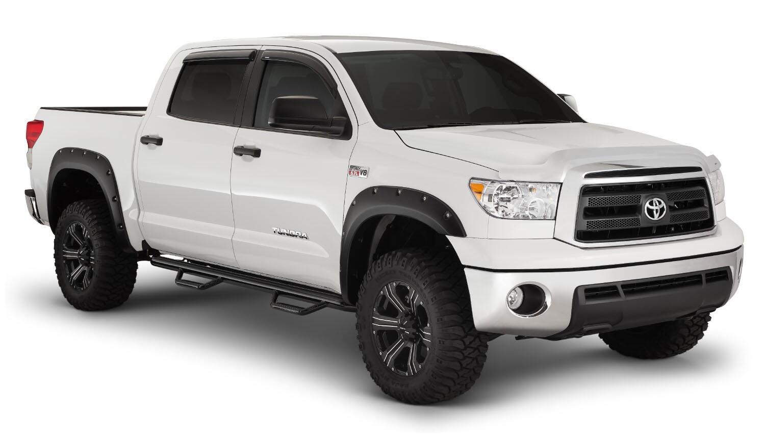 Black Pocket/Rivet Style Smooth Finish 4-Piece Fender Flare Set For 2007-2013 Toyota Tundra Bushwacker