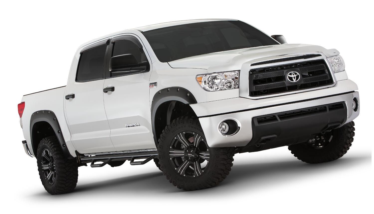 Black Pocket/Rivet Style Smooth Finish 4-Piece Fender Flare Set For 2007-2013 Toyota Tundra Bushwacker