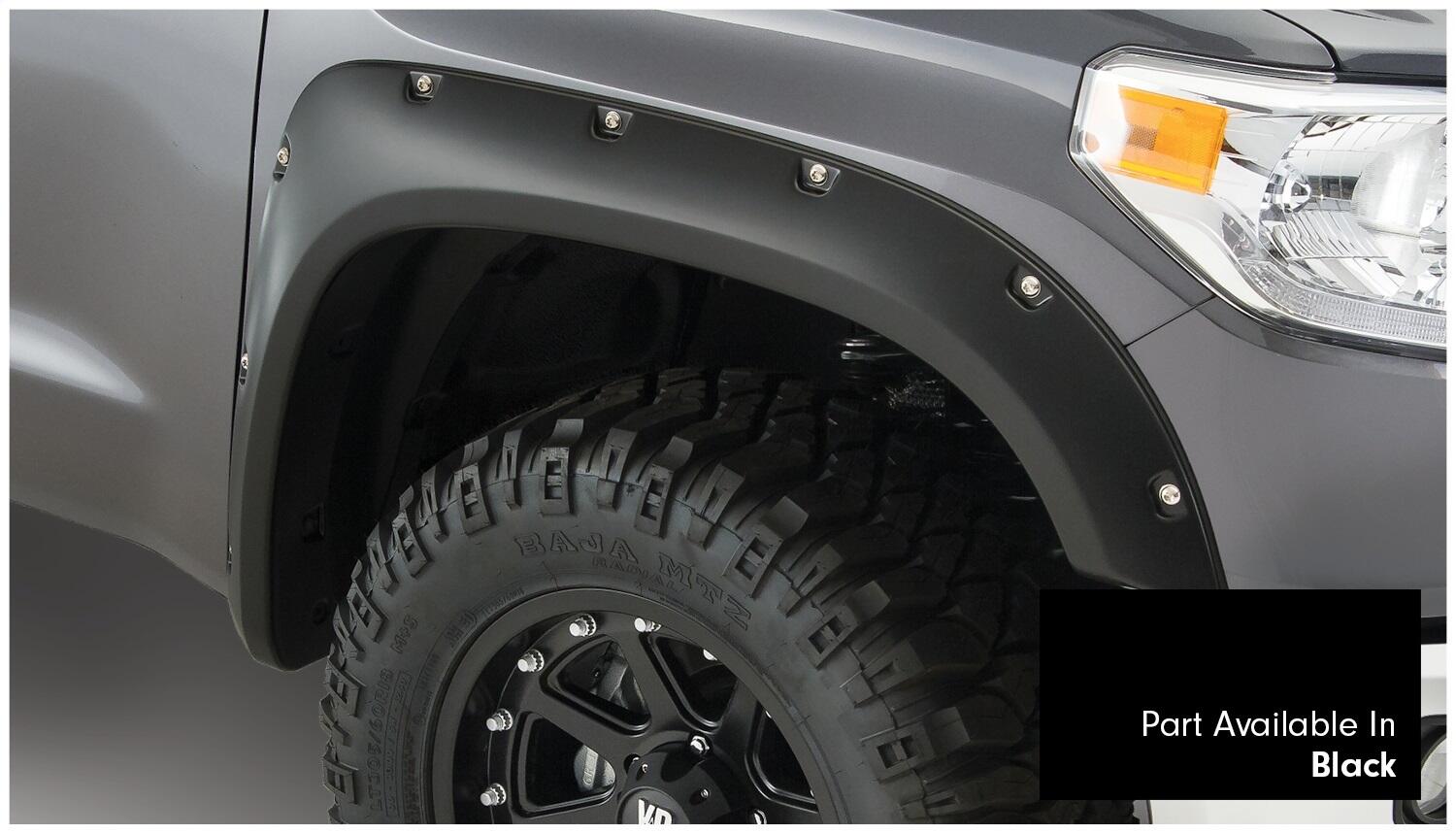 Pocket/Rivet Style Color Matched Black 4-Piece Fender Flare Set For 2016-2018 Toyota Tundra Bushwacker