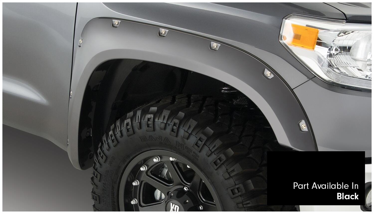 Pocket/Rivet Style Color Matched Black 4-Piece Fender Flare Set For 2016-2018 Toyota Tundra Bushwacker