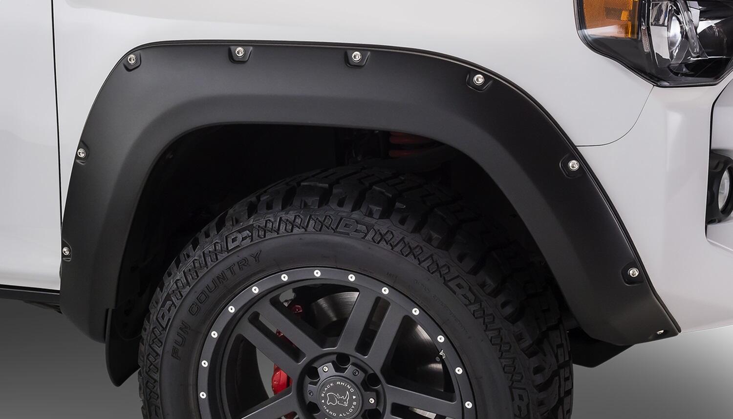 Black Pocket/Rivet Style Smooth Finish 4-Piece Fender Flare Set For 22-26 Toyota Tundra Bushwacker
