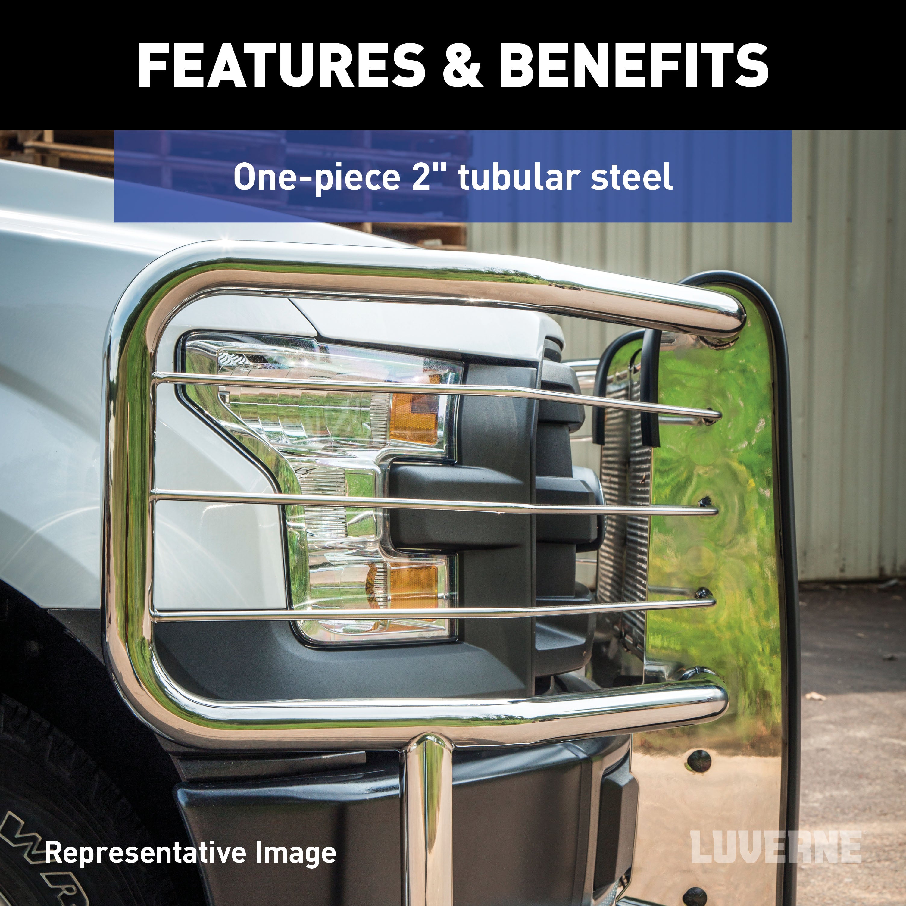 LUVERNE Prowler Max Polished Stainless Grille Guard, 2019 Chevy/GMC Silverado/Sierra 1500