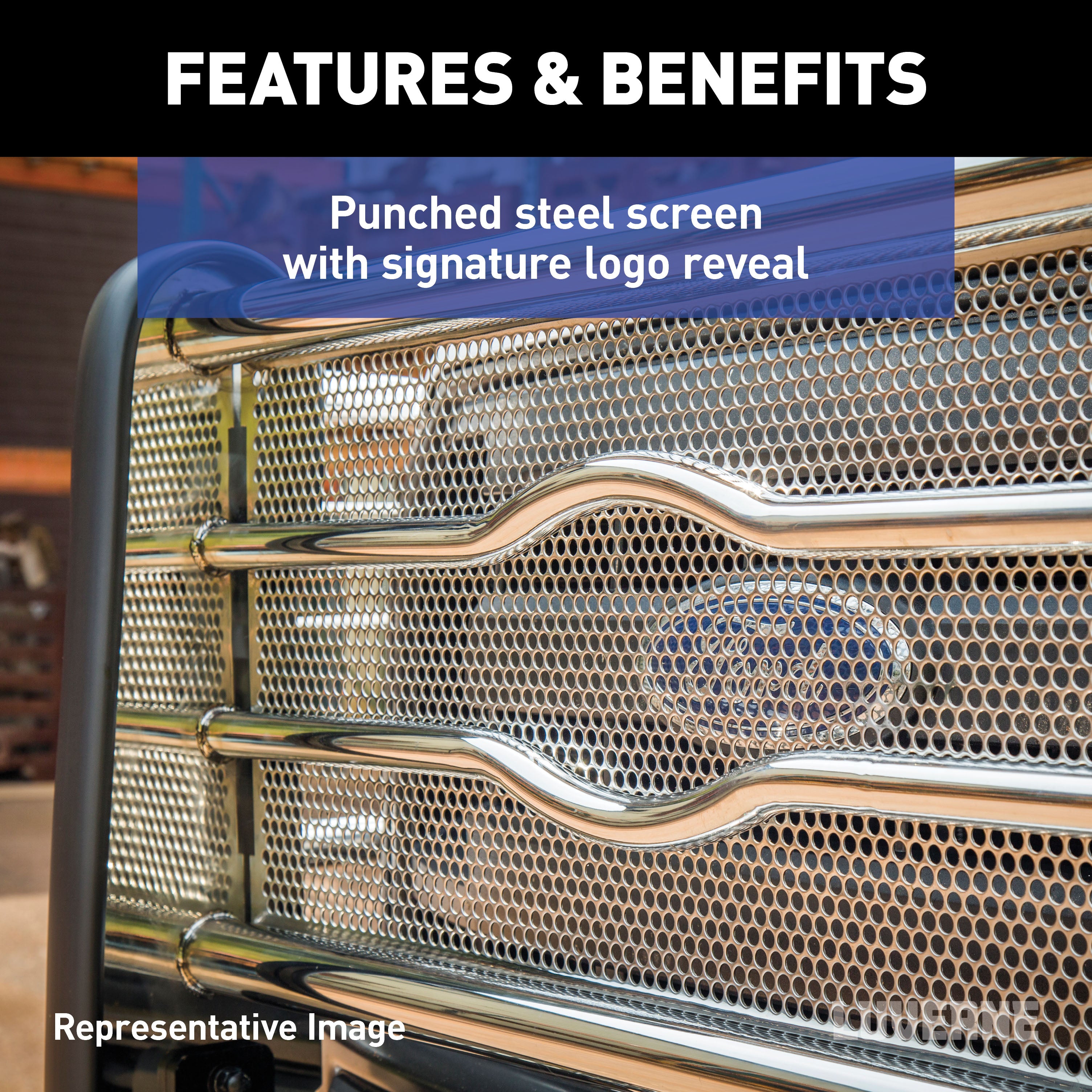 LUVERNE Prowler Max Polished Stainless Grille Guard (No Brackets), 2017-2022 Ford F-250/F-350/F-450 Super Duty