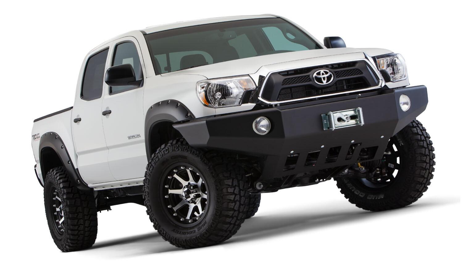 Black Pocket/Rivet Style Smooth Finish 4-Piece Fender Flare Set For 2012-2015 Toyota Tacoma W/60.3 Inch Bed Bushwacker