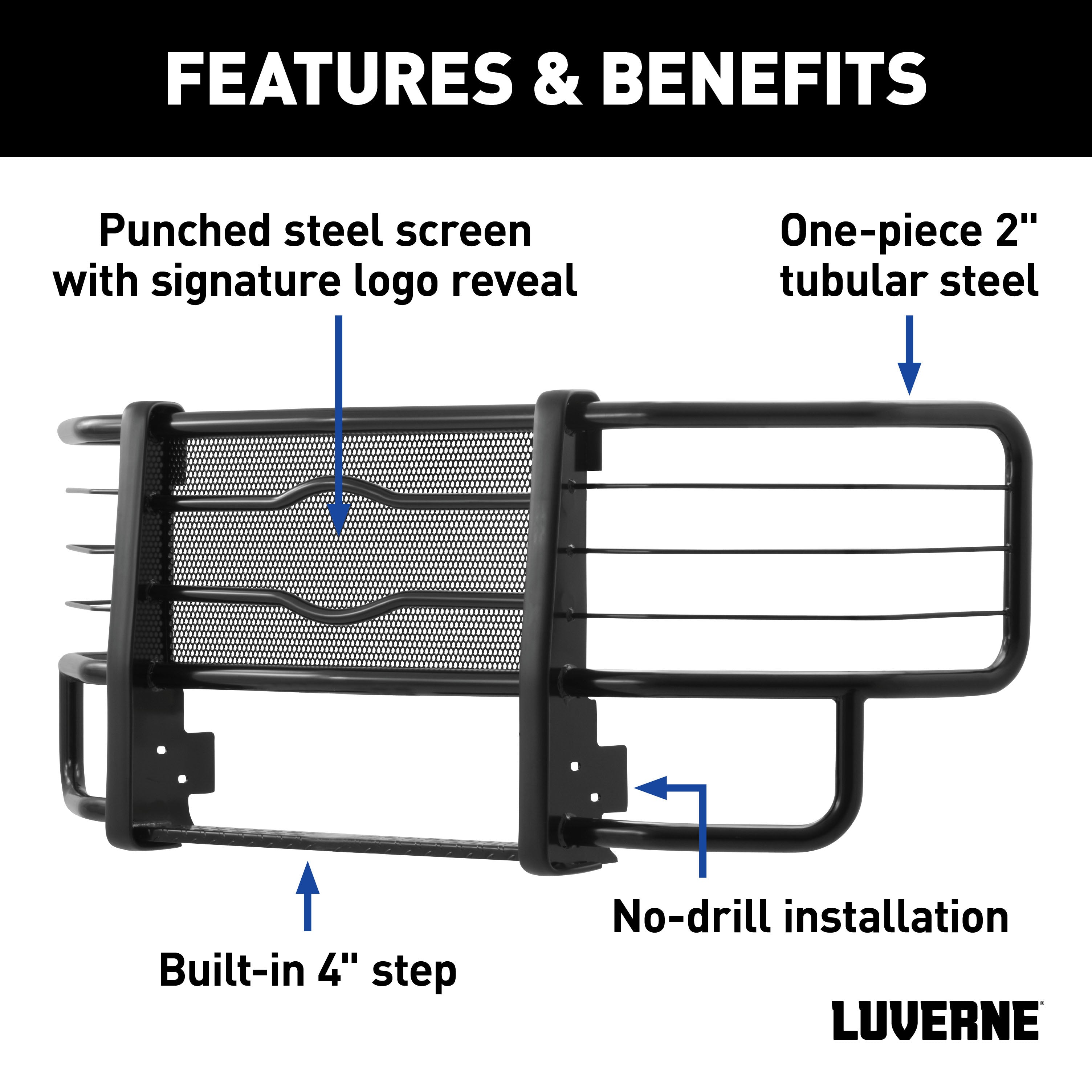LUVERNE Prowler Max Black Steel Grille Guard (No Brackets), 2019-2024 Ram 1500