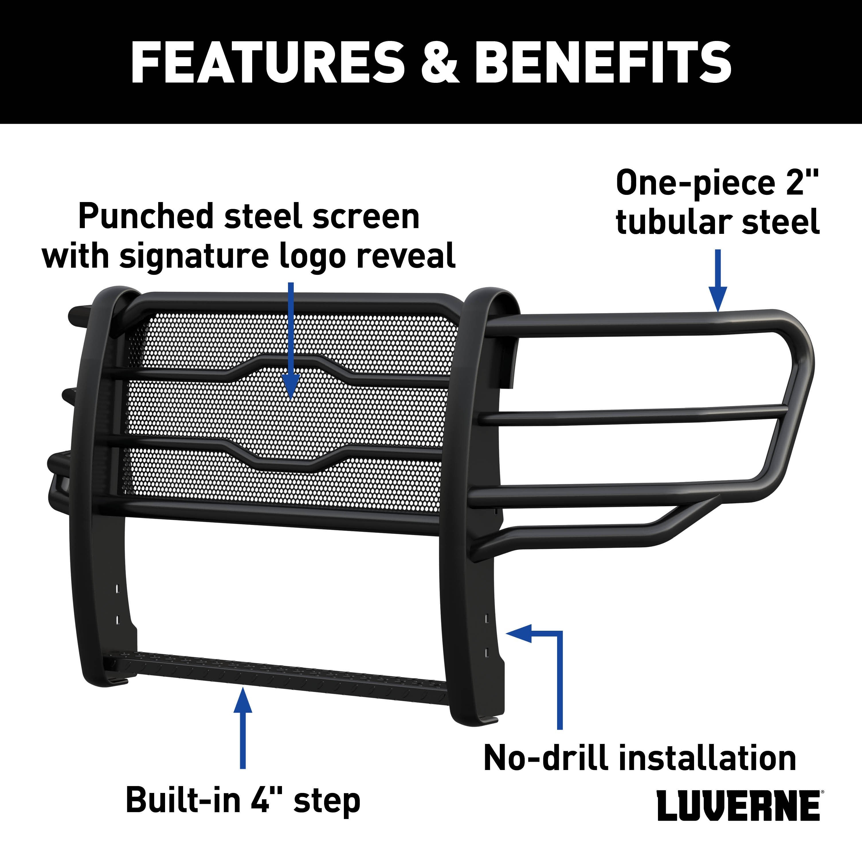 LUVERNE Prowler Max Black Steel Grille Guard, 2017-2022 Ford F-250/F-350/F-450 Super Duty