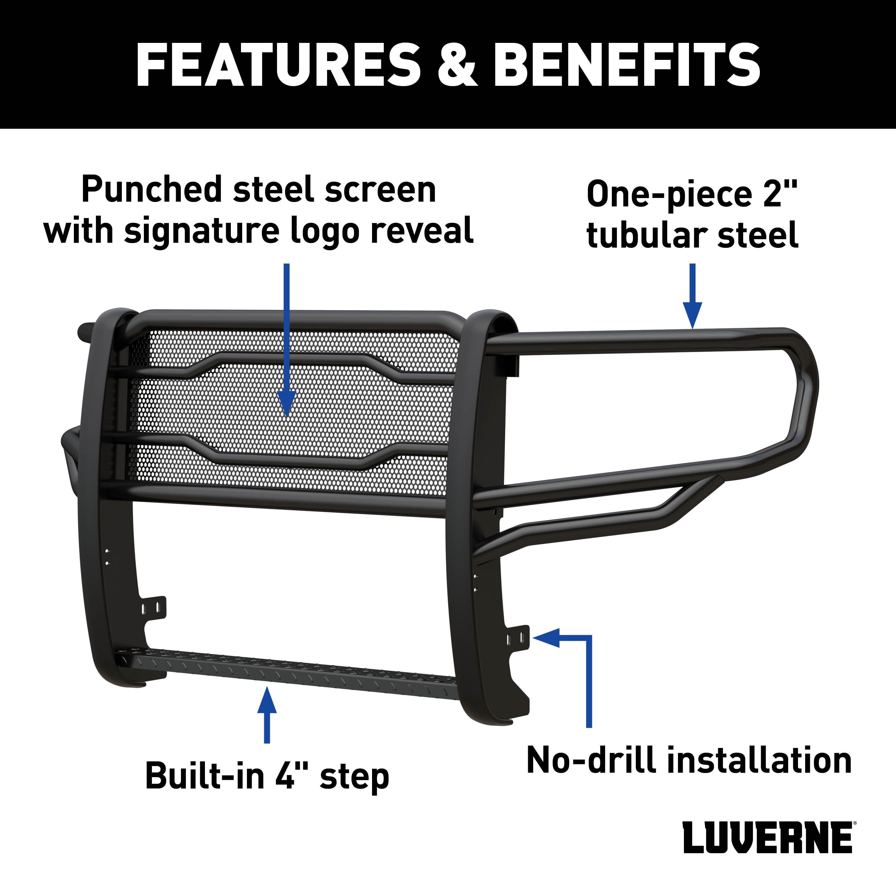 LUVERNE Prowler Max Black Steel Grille Guard, 2019-2024 Ram 1500