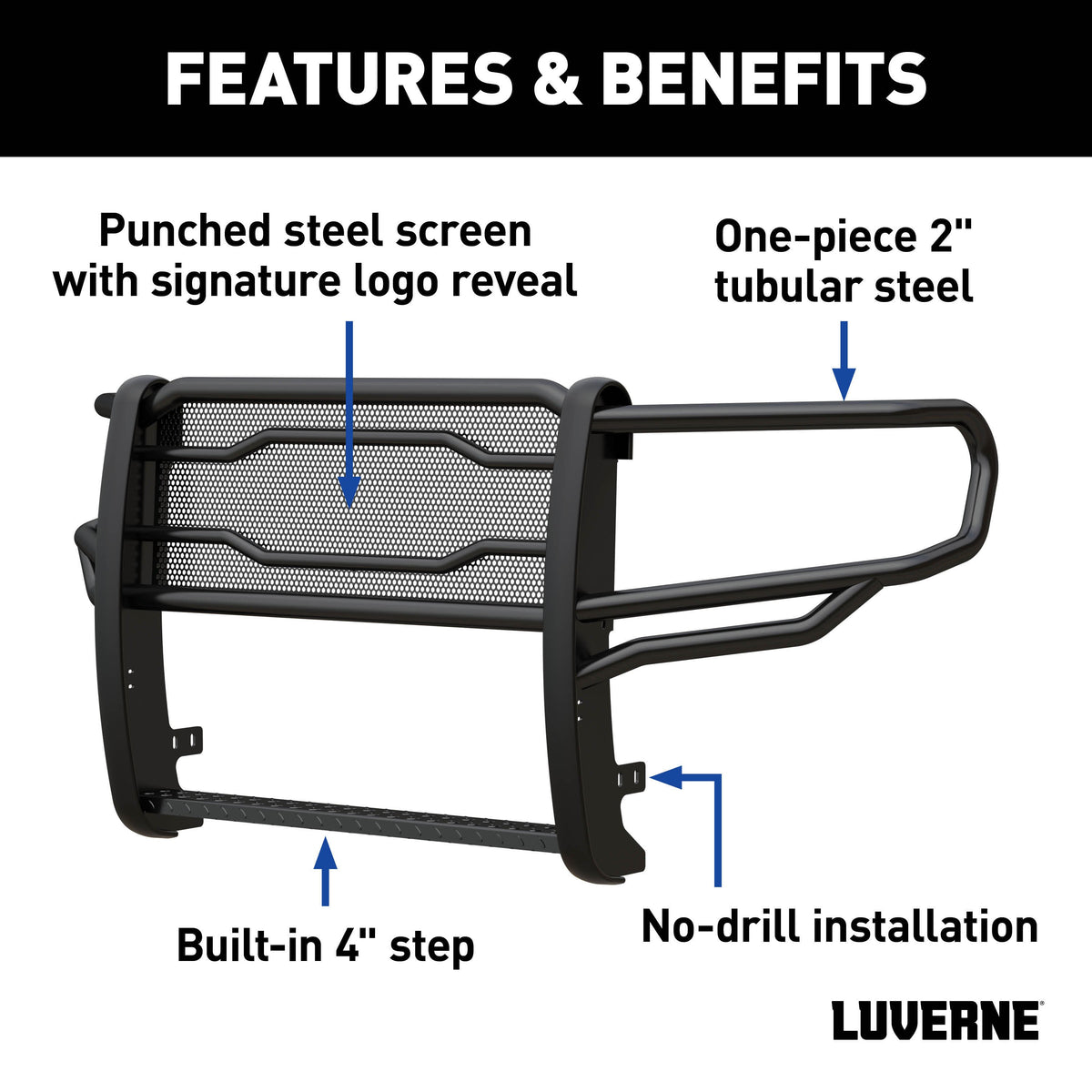 LUVERNE Prowler Max Black Steel Grille Guard, 2019-2024 Ram 1500