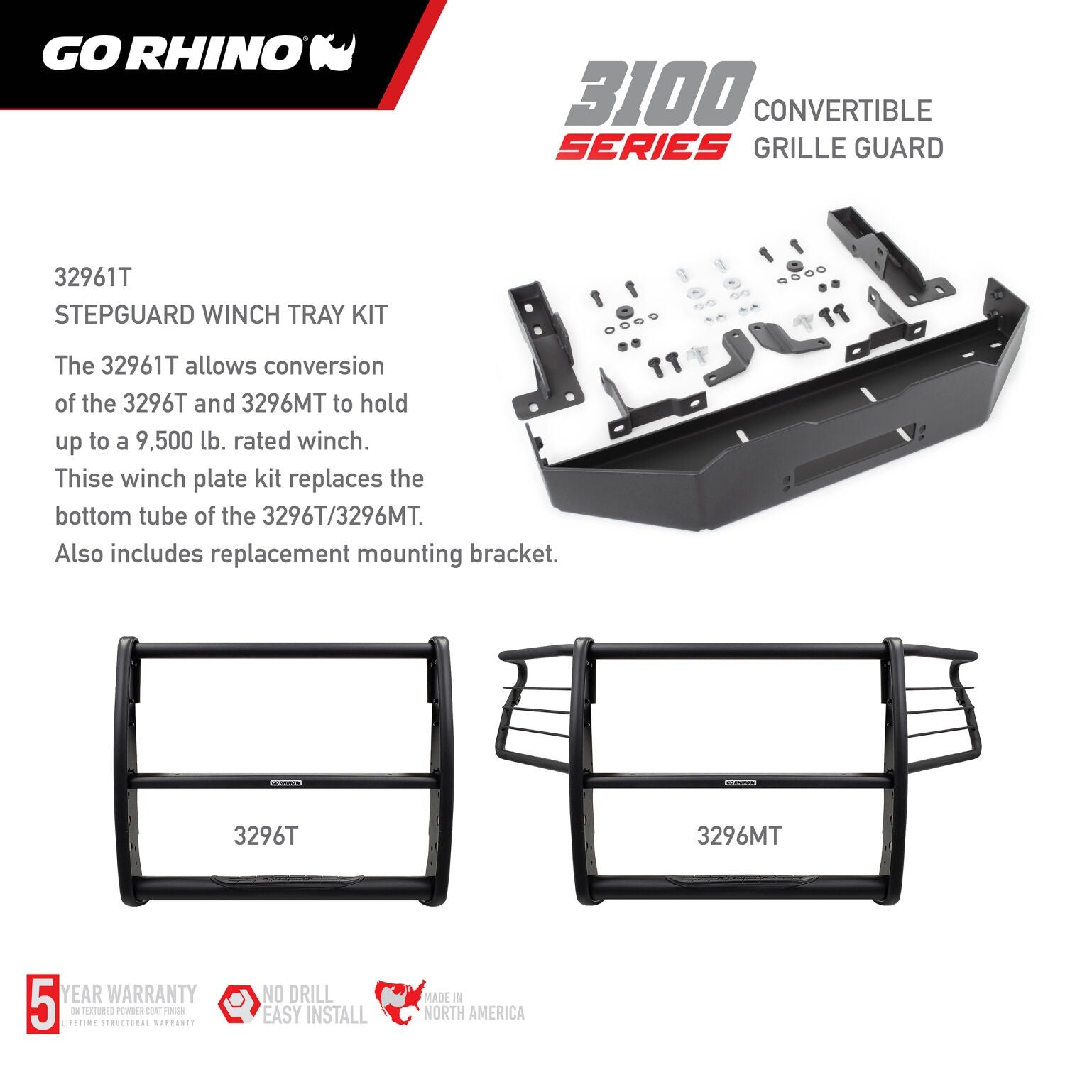 3100 Series StepGuard with Brush Guards Textured Black 2018-2020 Ford F-150 Go Rhino