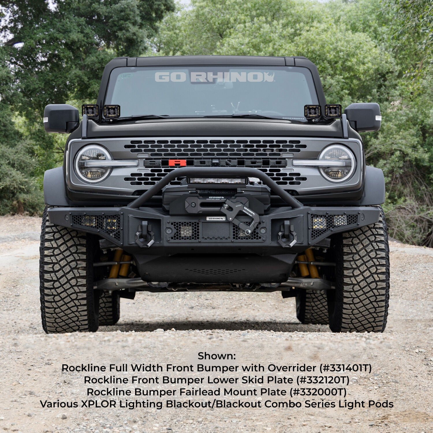 Rockline Front Bumper Lower Skid Plate For Ford Bronco Textured Black 2021-2026 Ford Bronco 2025-2025 Jeep Gladiator Go Rhino