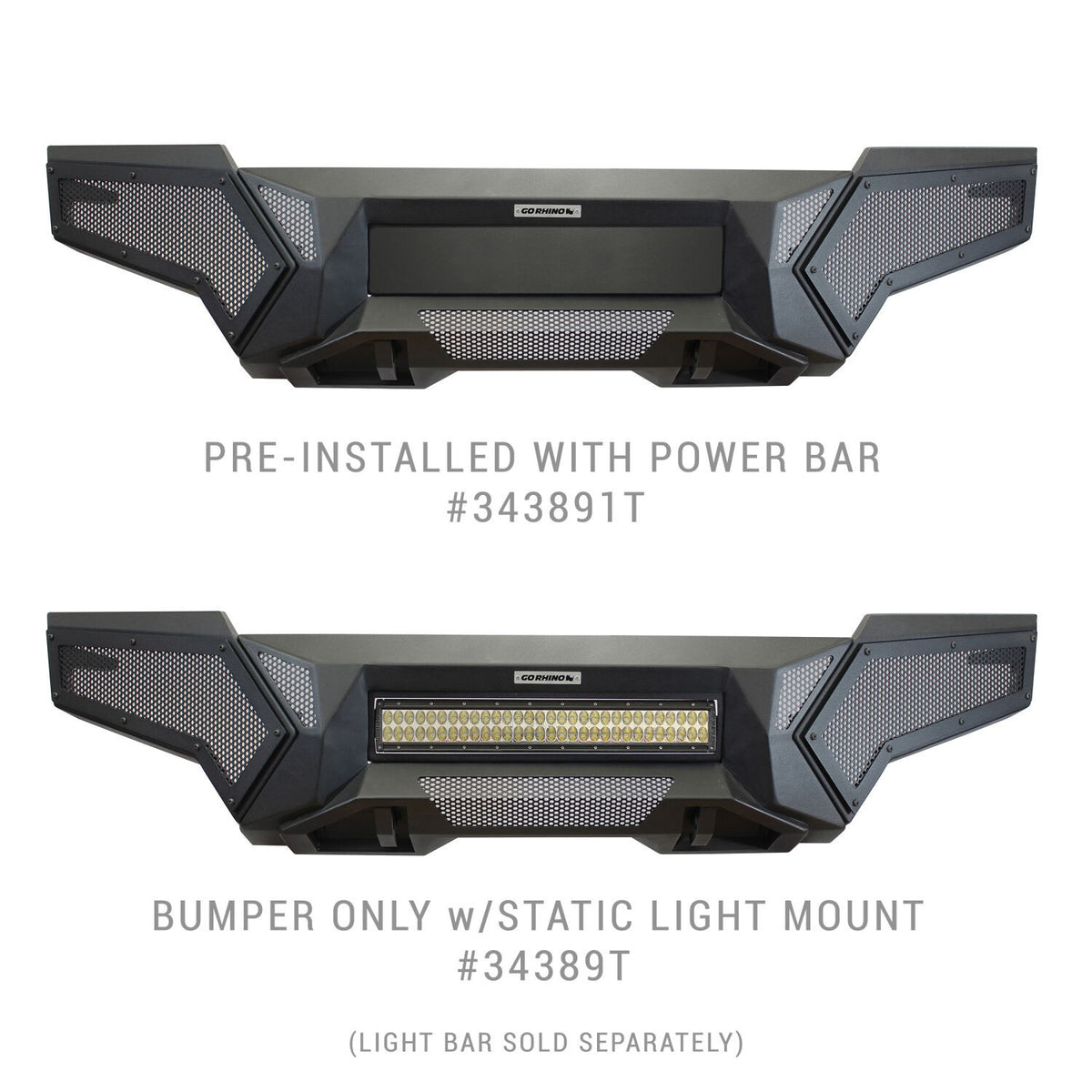 Element Front Bumper with Fixed Light Bar Mount Textured Black 2016-2023 Toyota Tacoma Go Rhino
