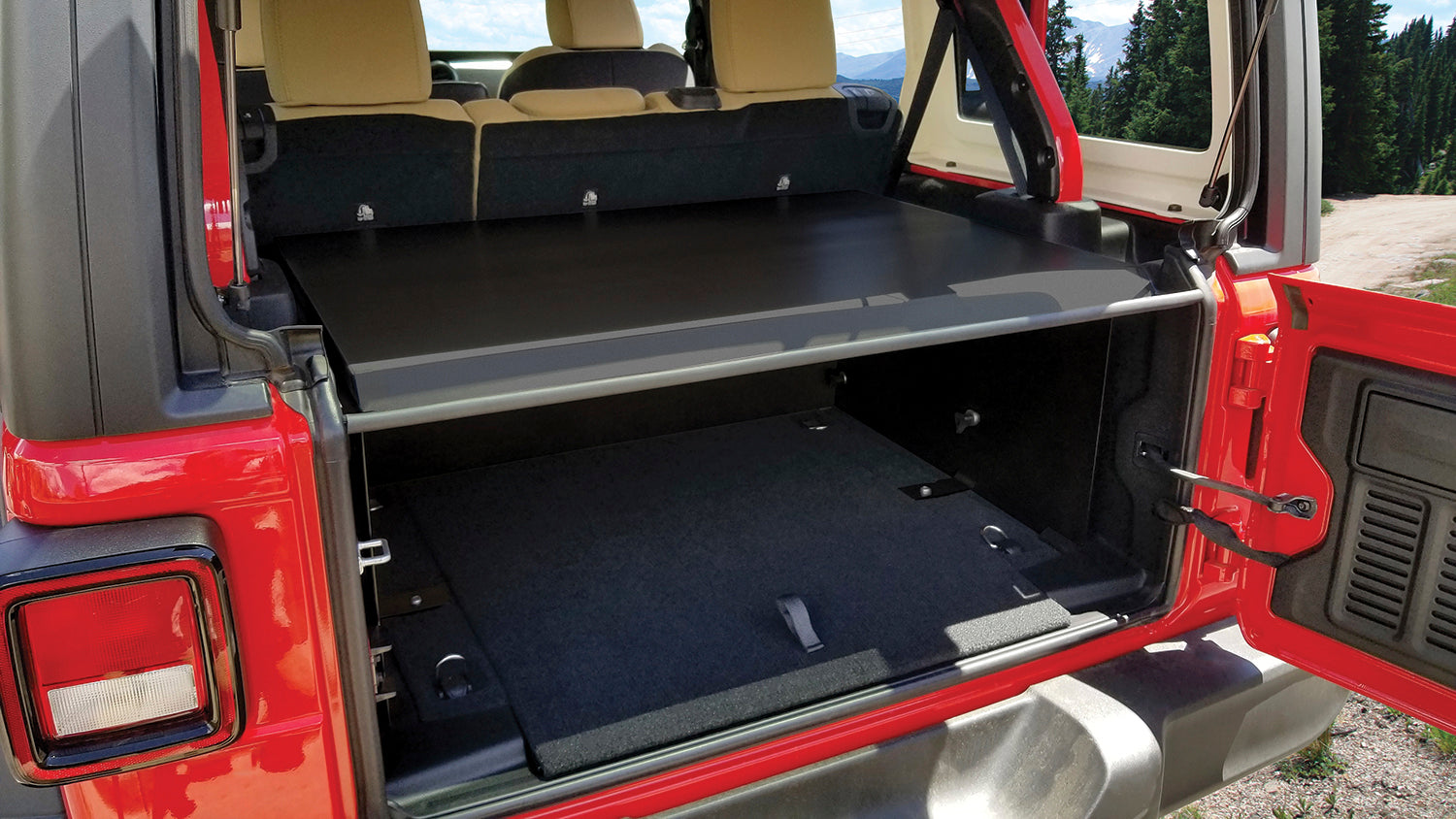 Deluxe Cargo Enclosure - 18-23 Wrangler JL {21-23 Exc. 4XE} w/o OEM Subwoofer Rear Seats Must Be Removed on 2-Door Models Black Tuffy Security Products