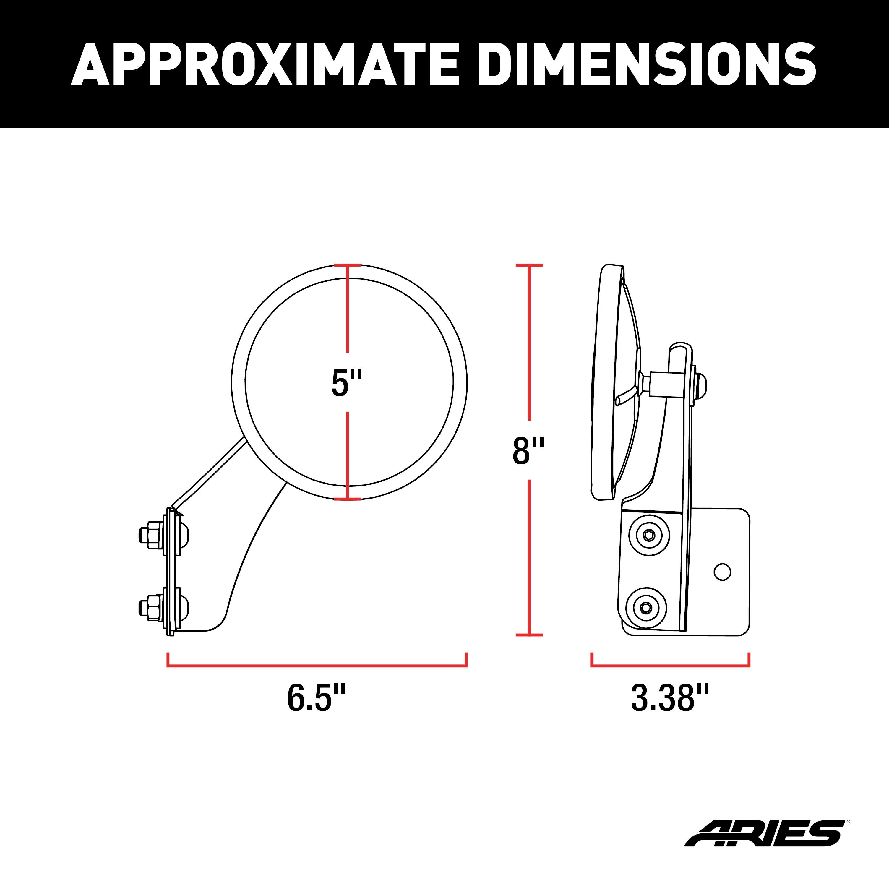 ARIES Offroad Jeep Wrangler Tube Door Mirrors (2-Pack), 2018-2026 Jeep Wrangler