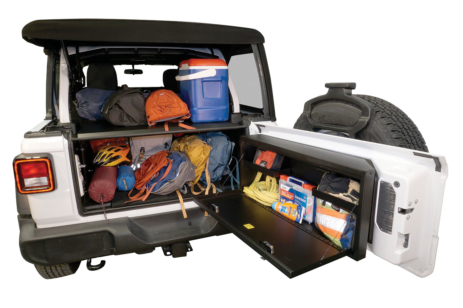 Deluxe Cargo Enclosure - 18-23 Wrangler JL {21-23 Exc. 4XE} 4-Door w/ OEM Subwoofer Black Tuffy Security Products