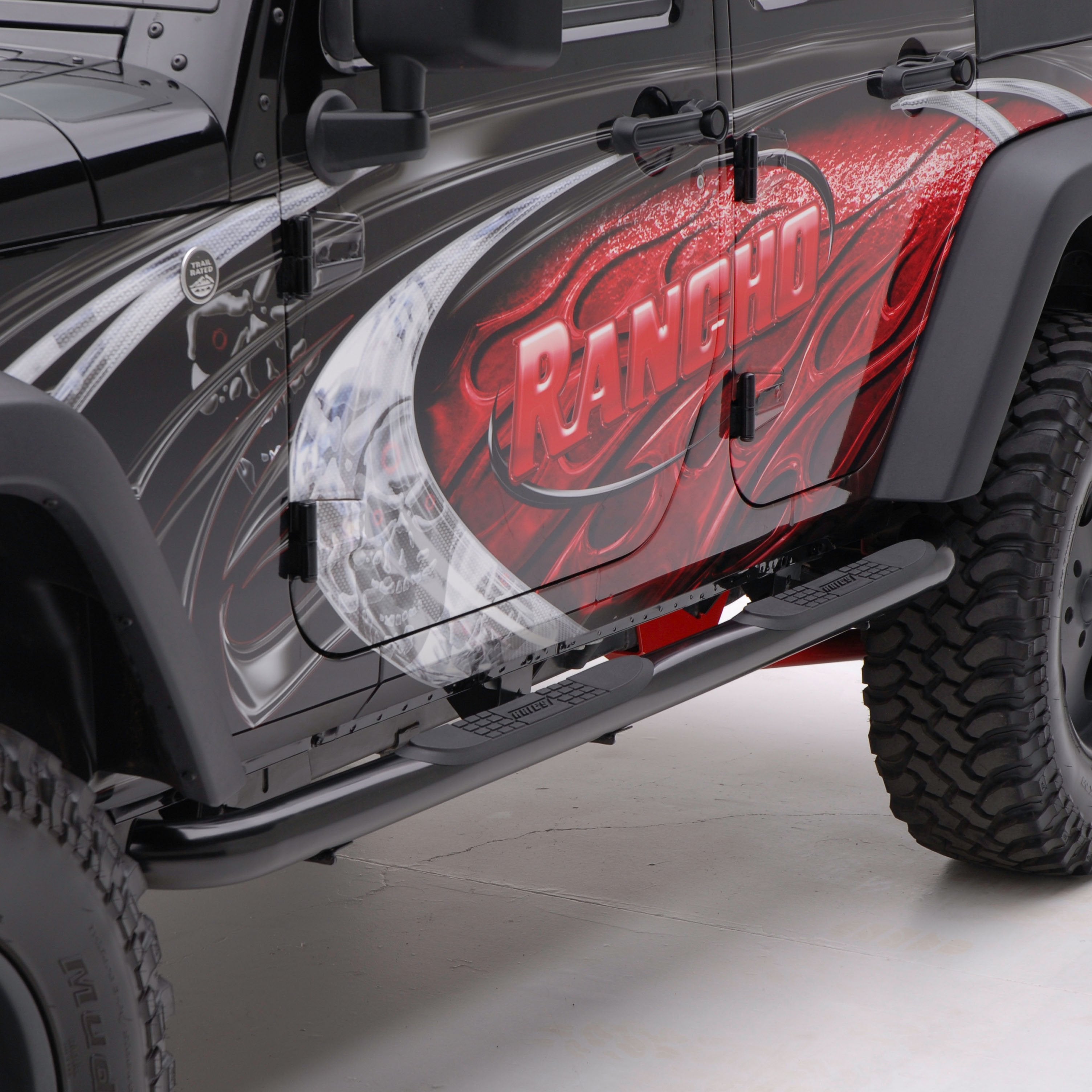 ARIES 3" Round Black Steel Side Bars, 2018 Jeep Wrangler