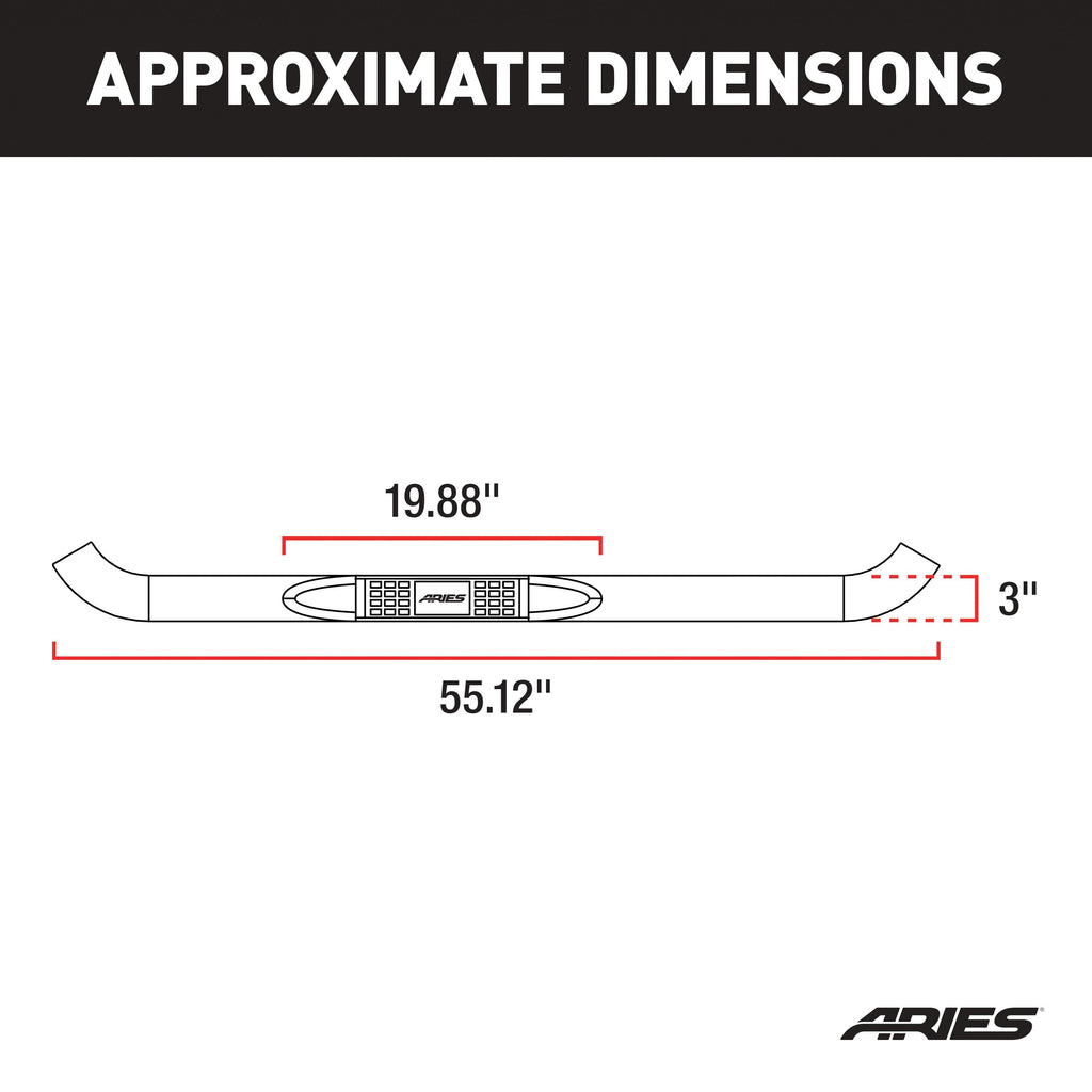 ARIES 3" Round Black Steel Side Bars, 2018 Jeep Wrangler