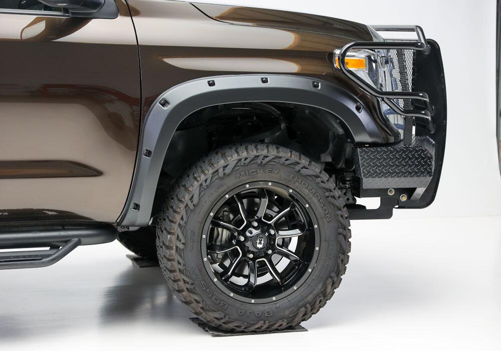 Black Forge Pocket/Rivet Textured Finish 4-Pc Fender Flare Set For 14-21 Toyota Tundra Bushwacker