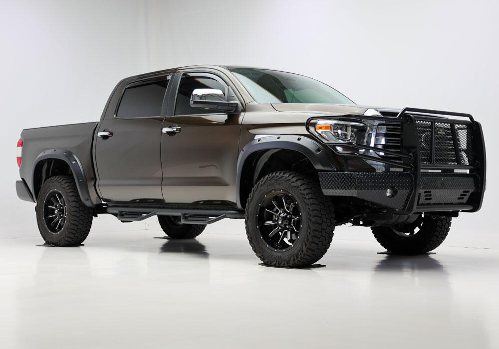 Black Forge Pocket/Rivet Textured Finish 4-Pc Fender Flare Set For 14-21 Toyota Tundra Bushwacker