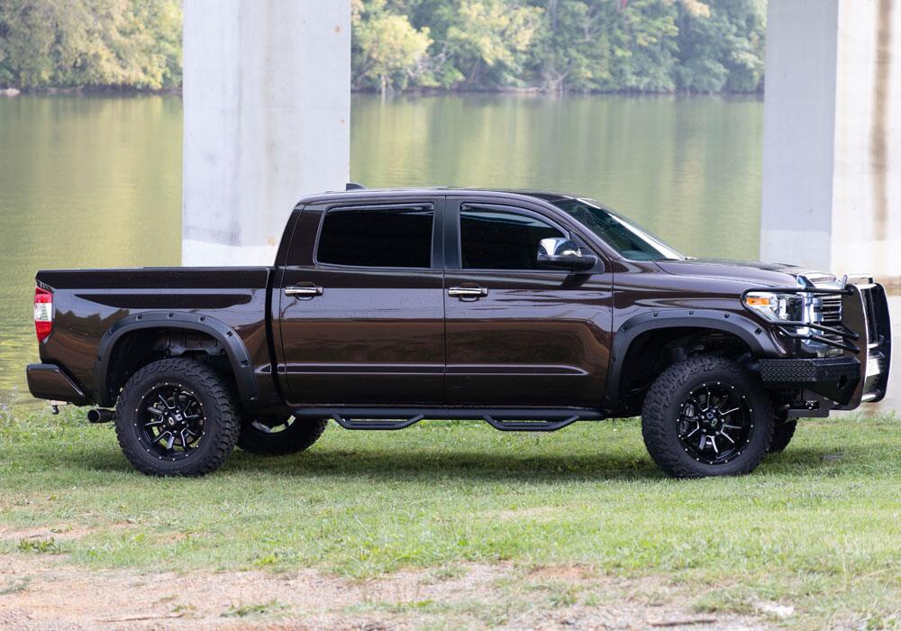 Black Forge Pocket/Rivet Textured Finish 4-Pc Fender Flare Set For 14-21 Toyota Tundra Bushwacker