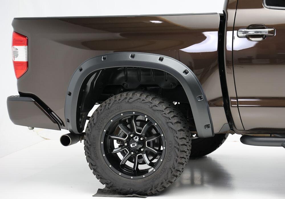 Black Forge Pocket/Rivet Textured Finish 4-Pc Fender Flare Set For 14-21 Toyota Tundra Bushwacker